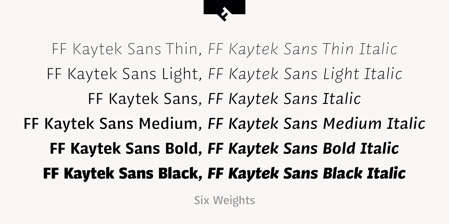 Beispiel einer FF Kaytek Sans Regular-Schriftart